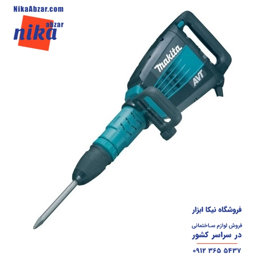 چکش تخریب ماکیتا مدل HM1214C، آبی رنگ همراه قلم